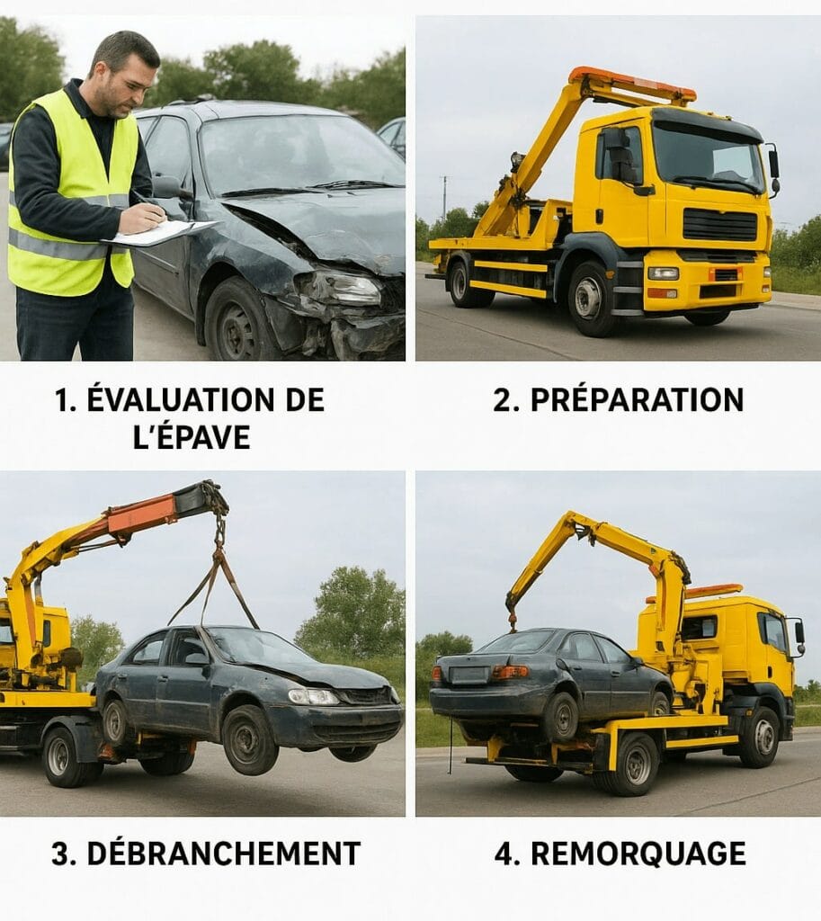 les étapes d'enlèvement d'épave
